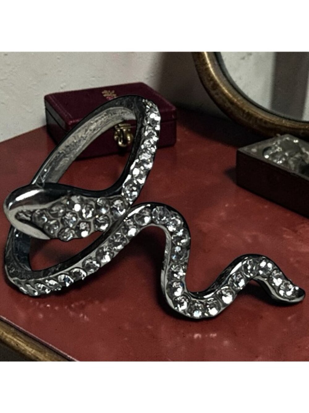 Silver Tone Snake Ring Clear Rhinestone Wrap Ring Size 5.25 - Picture 3 of 4